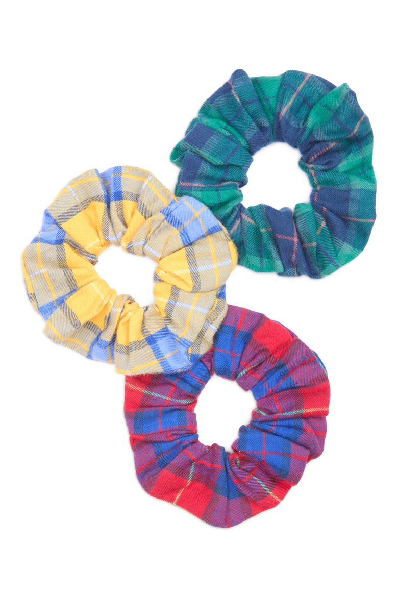 Kids' 3-Pack Plaid Scrunchies, Main, color, MULTI