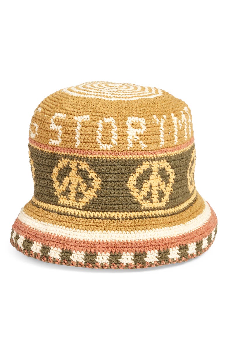 Story mfg. Brew Sunflower Peace Organic Cotton Crochet Bucket Hat