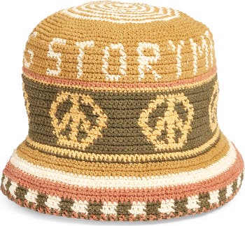 Story mfg. Brew Sunflower Peace Organic Cotton Crochet Bucket Hat