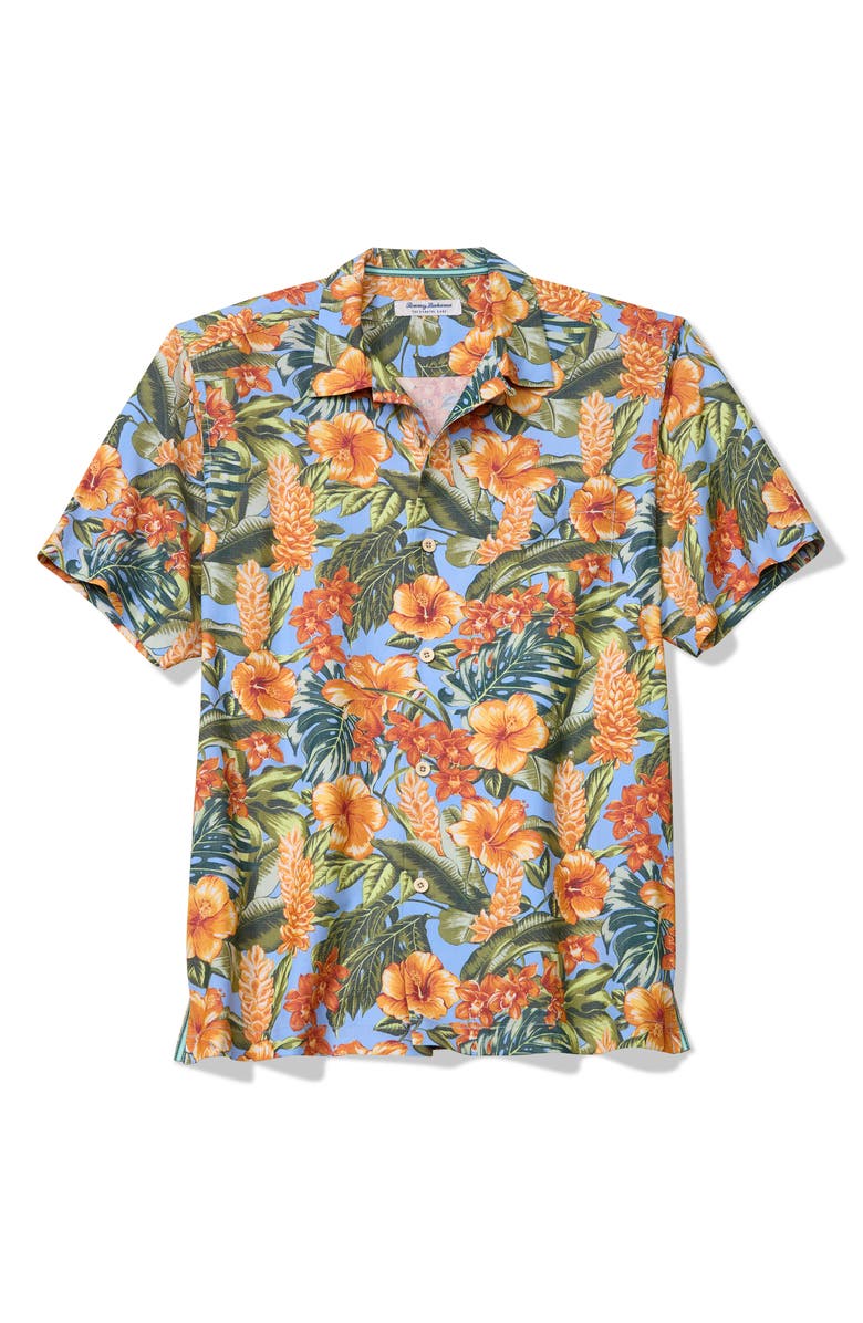 Tommy Bahama Coast Ease Golden Garden Short Sleeve Button-Up Shirt, Alternate, color, Dark Spa