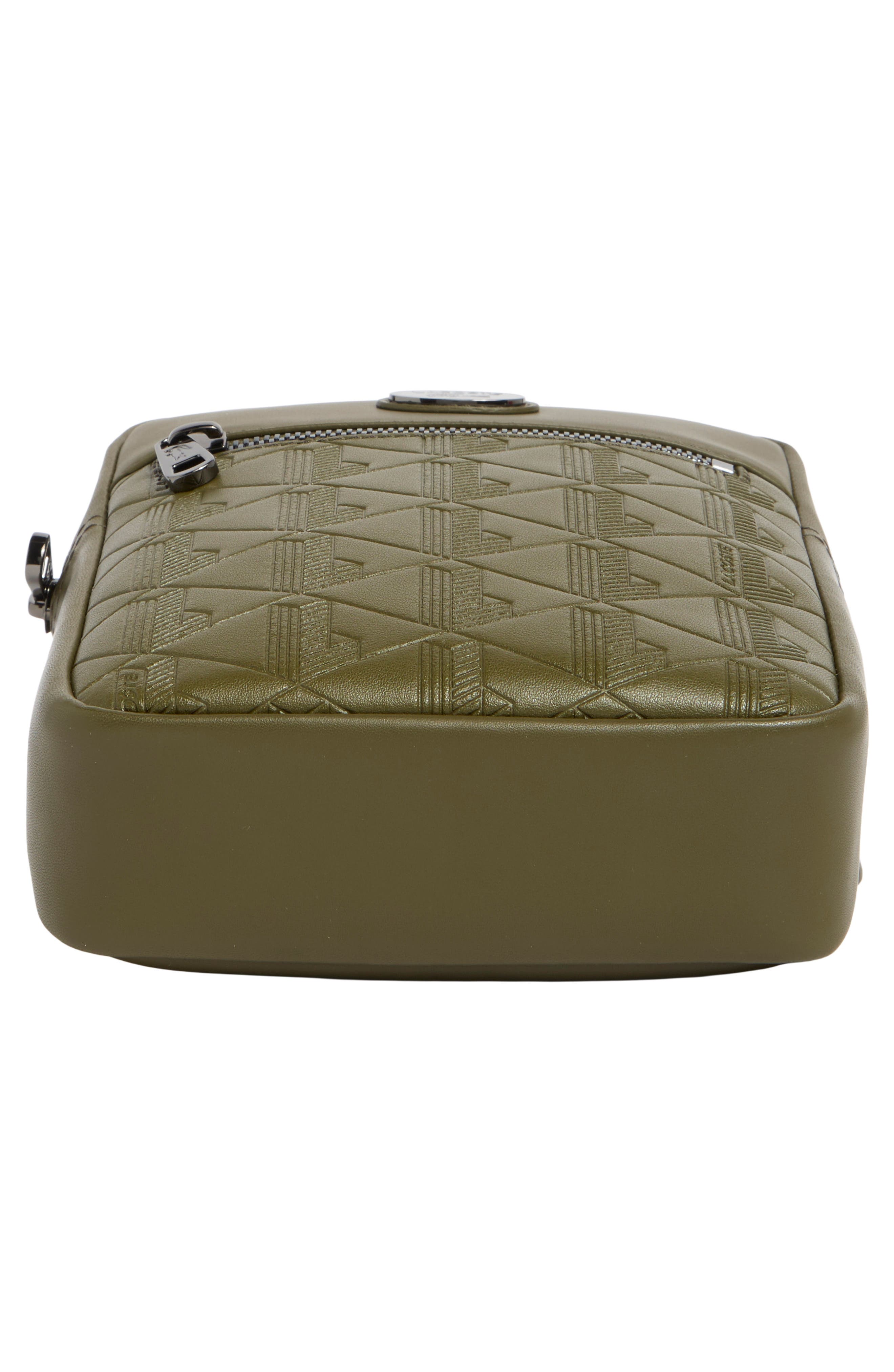 Nomogramme Monogram Embossed Faux Leather Messenger Bag, Alternate, color, IVY GREEN