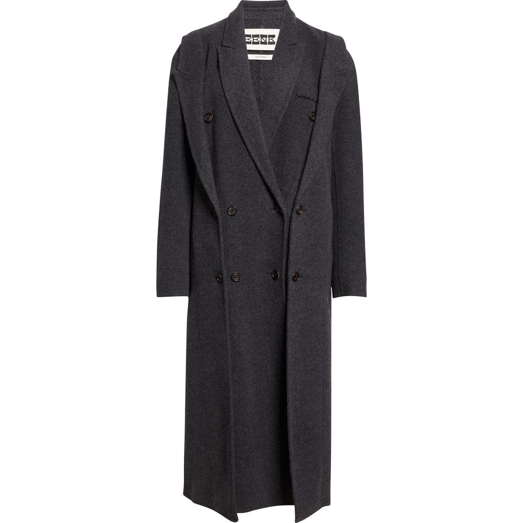 Eenk Layered Effect Wool & Cashmere Longline Coat In Black
