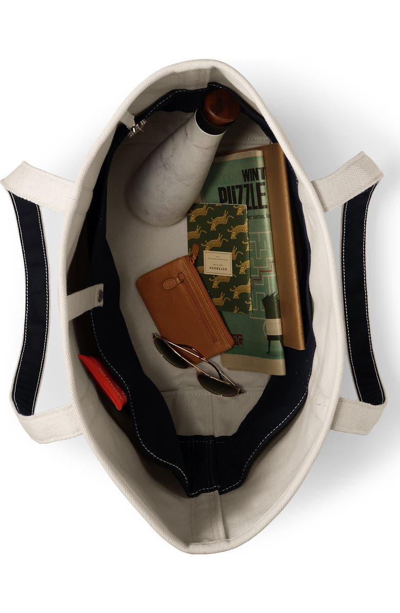 Lands' End Open Top Long Handle Canvas Tote Bag, Alternate, color, Natural/Black