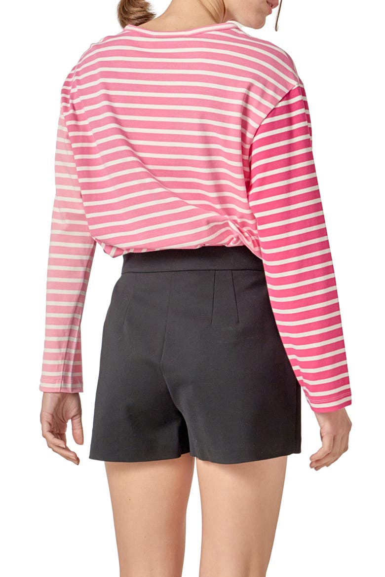 Colorblock Stripe Long Sleeve Cotton T-Shirt, Alternate, color, PINK MULTI