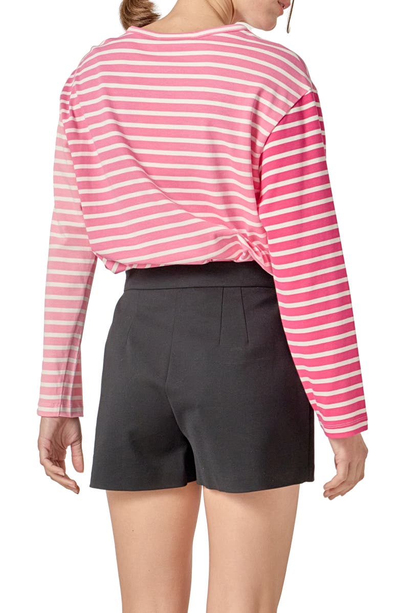 English Factory Colorblock Stripe Long Sleeve Cotton T-Shirt, Alternate, color, Red Multi