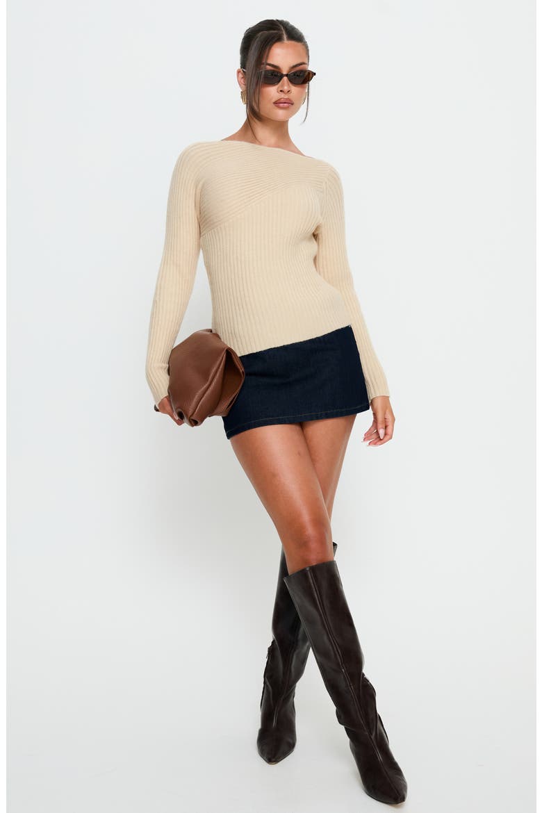Cassye Ribbed One-Shoulder Top, Alternate, color, BEIGE