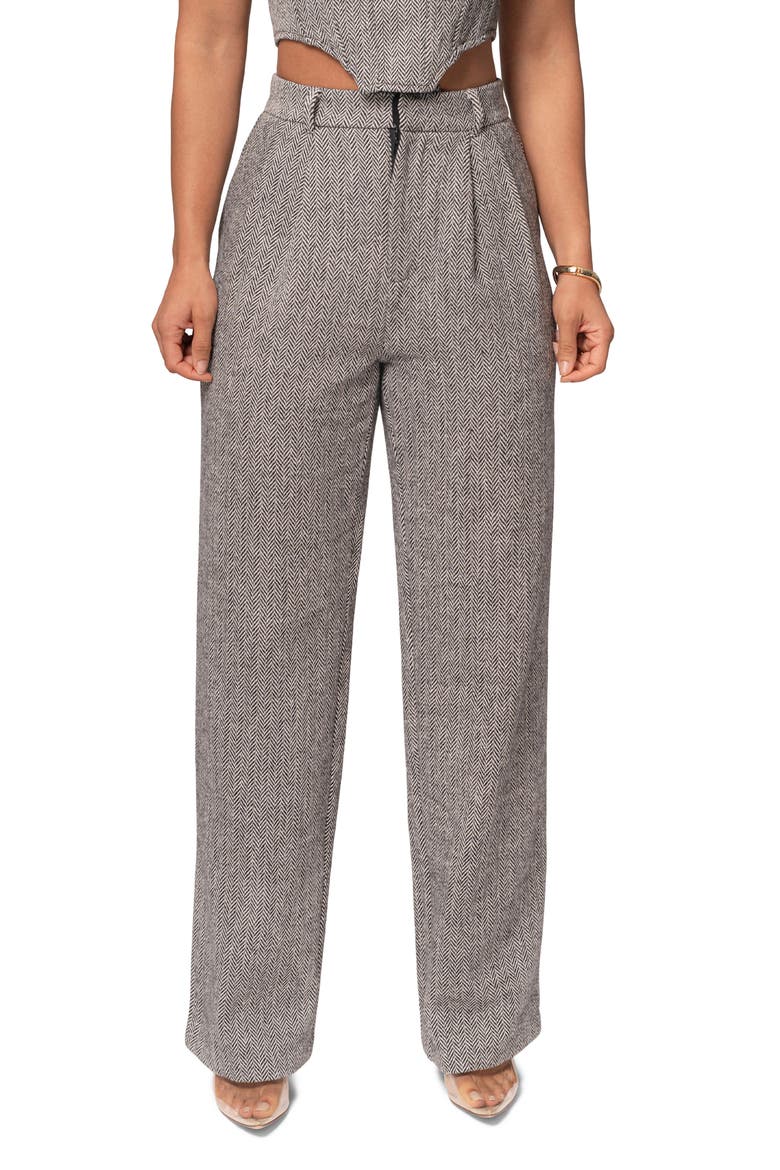 Herringbone Tweed Pants, Main, color, GREY