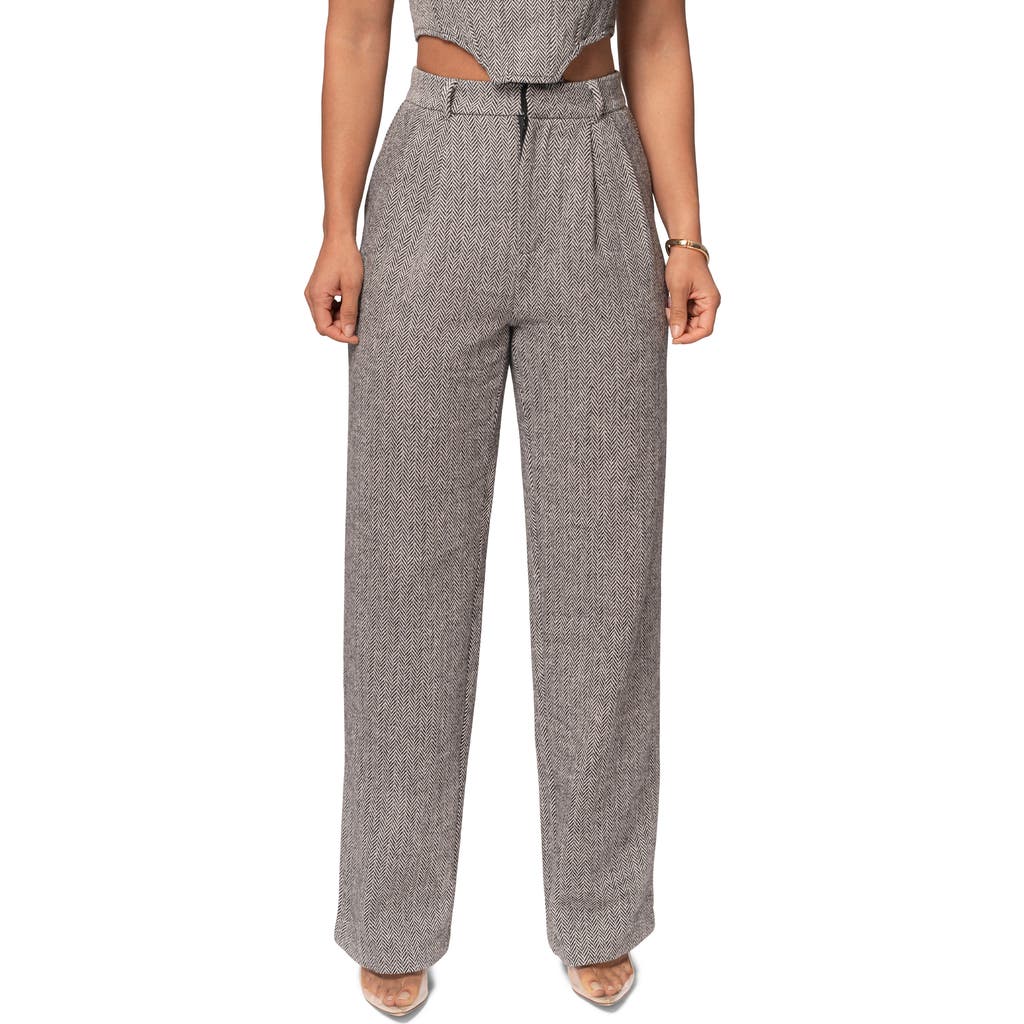 Jluxlabel Herringbone Tweed Pants In Grey
