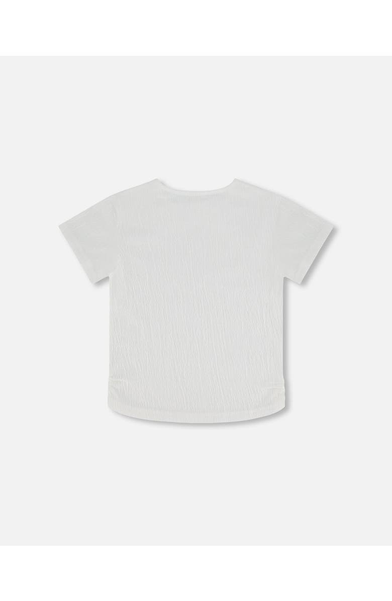 Deux par Deux Girl's Crinkle Jersey Top Off White, Alternate, color,