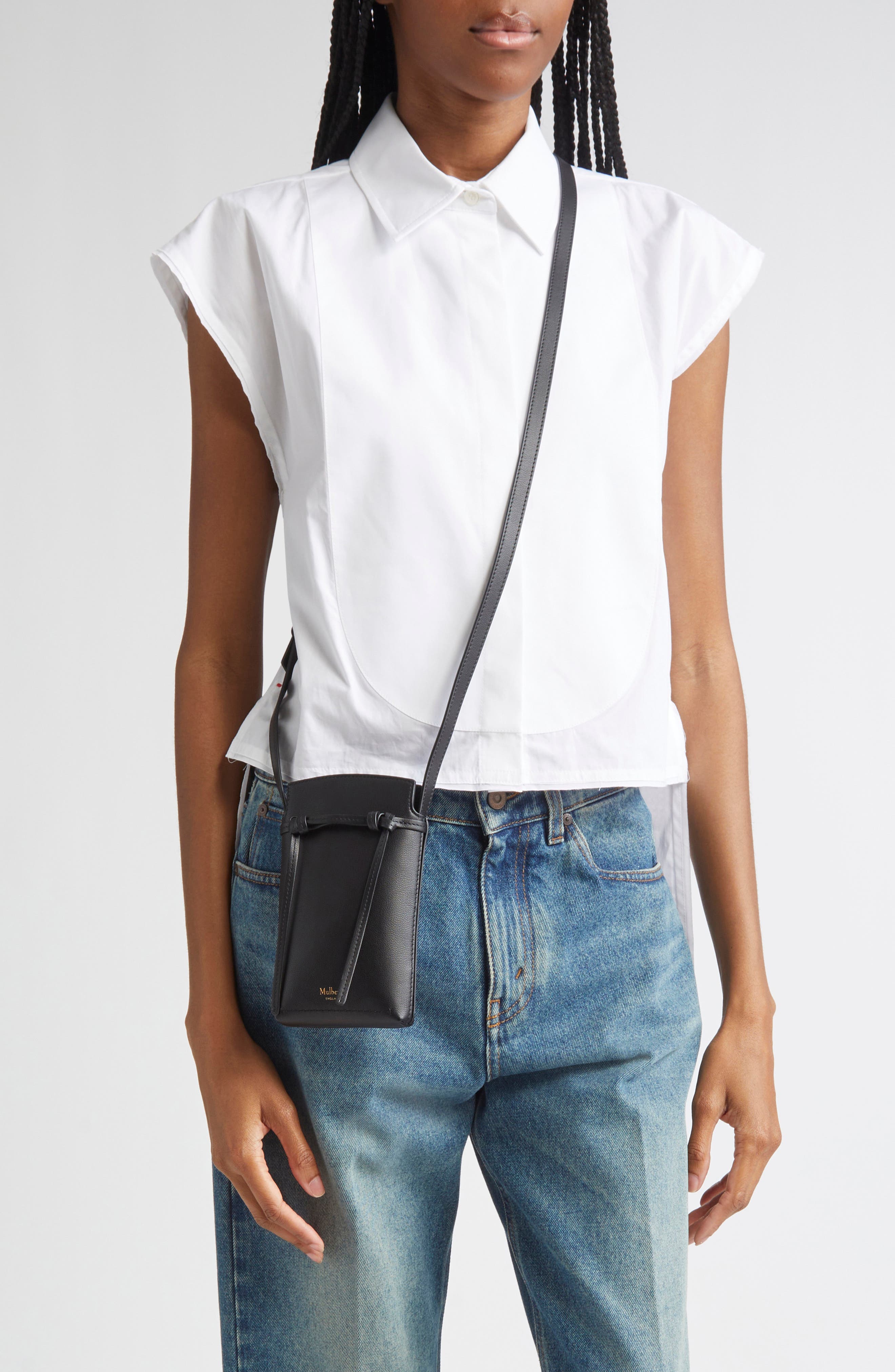 Clovelly Leather Phone Pouch, Alternate, color, BLACK