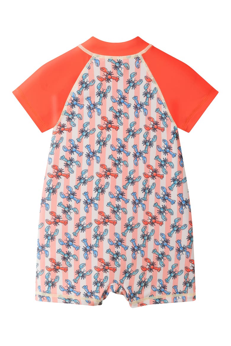 Long Sleeve One-Piece Swimsuit & Sun Hat, Alternate, color, ORANGE LOBSTER