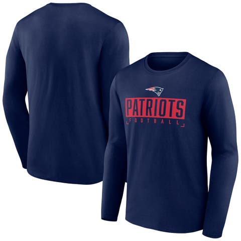 Men's Fanatics Branded Navy New England Patriots Big & Tall Wordmark Long Sleeve T-Shirt