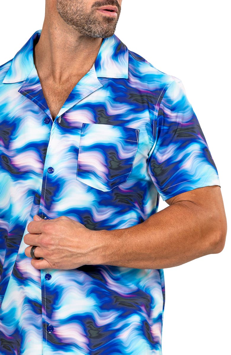 Maceoo Marthy Blue Camp Shirt, Alternate, color, 