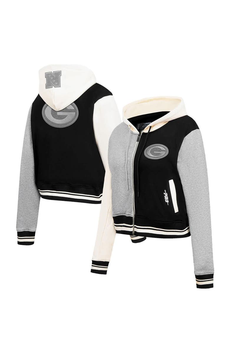 PRO STANDARD Women's Pro Standard Gray Green Bay Packers Reverse French Terry Colorblock Full-Zip Hoodie, Alternate, color, 