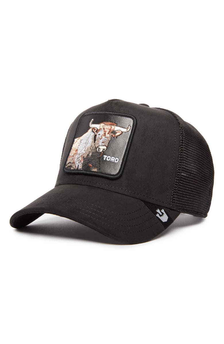 Goorin Bros. The Suede Bull Patch Snapback Trucker Hat, Main, color,