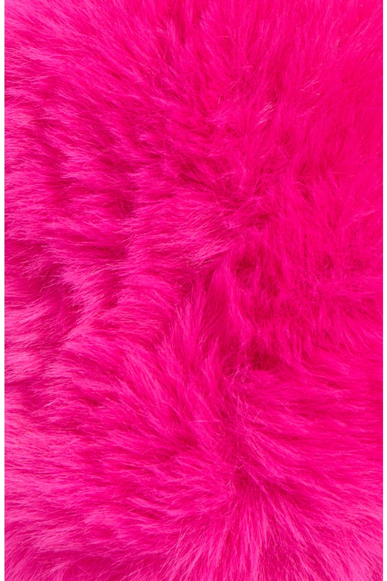 Kids' Faux Fur Fingerless Mittens, Alternate, color, FUCHSIA