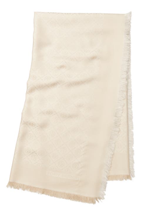 T-Monogram Jacquard Wool & Silk Square Scarf