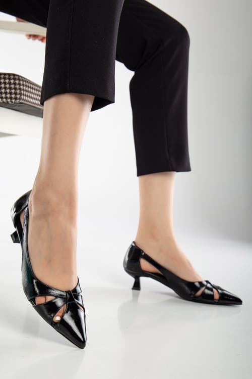 Forever & Always Shoes Sidal Kitten Heel Leather Pumps