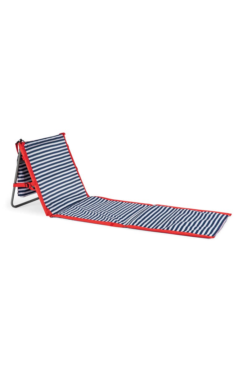 Picnic Time Beachcomber Oniva Blue Pinstripe Portable Beach Chair & Tote, Main, color, Blue Pinstripe
