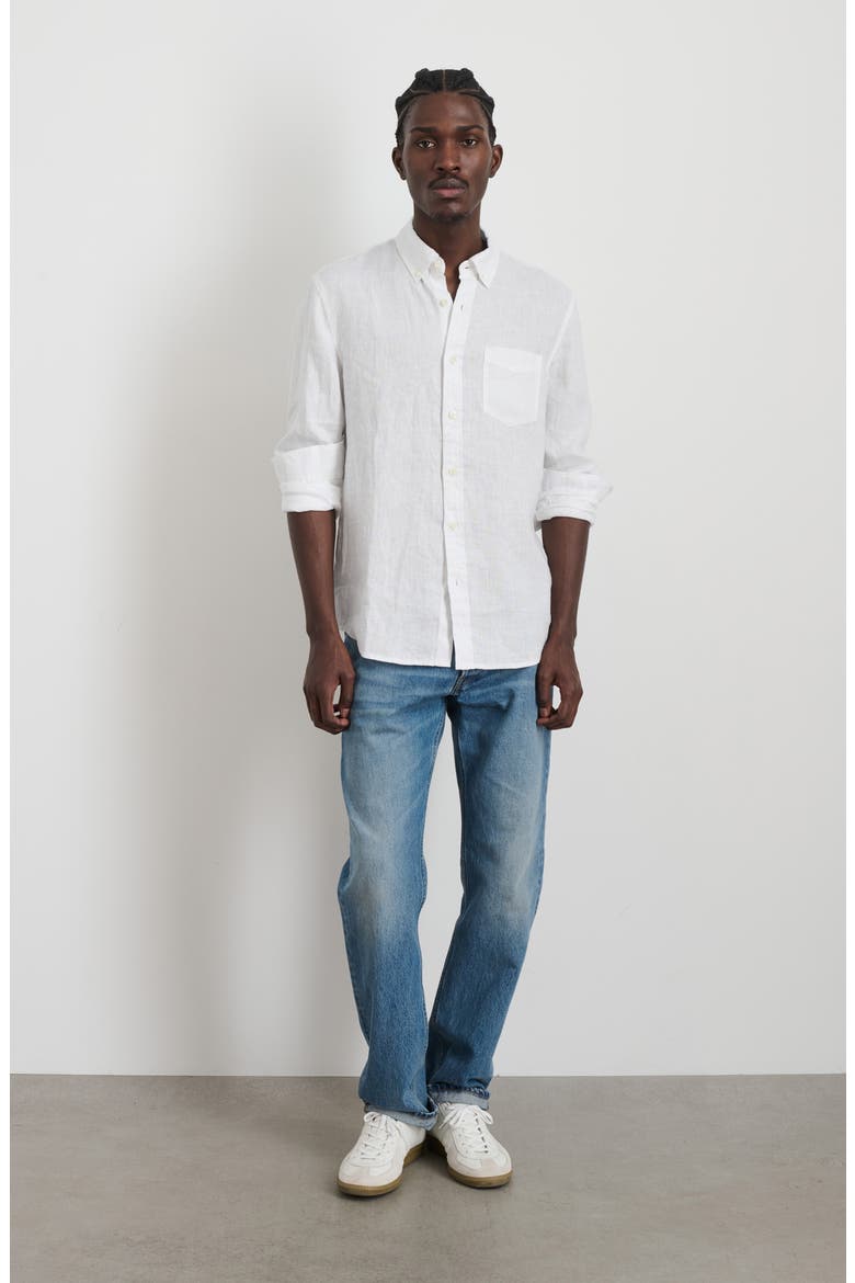 Mill Linen Button-Down Shirt, Alternate, color, WHITE