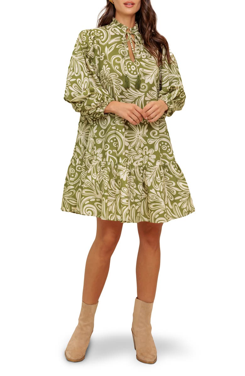 FLYING TOMATO Bracelet Sleeve Minidress, Main, color, Olive