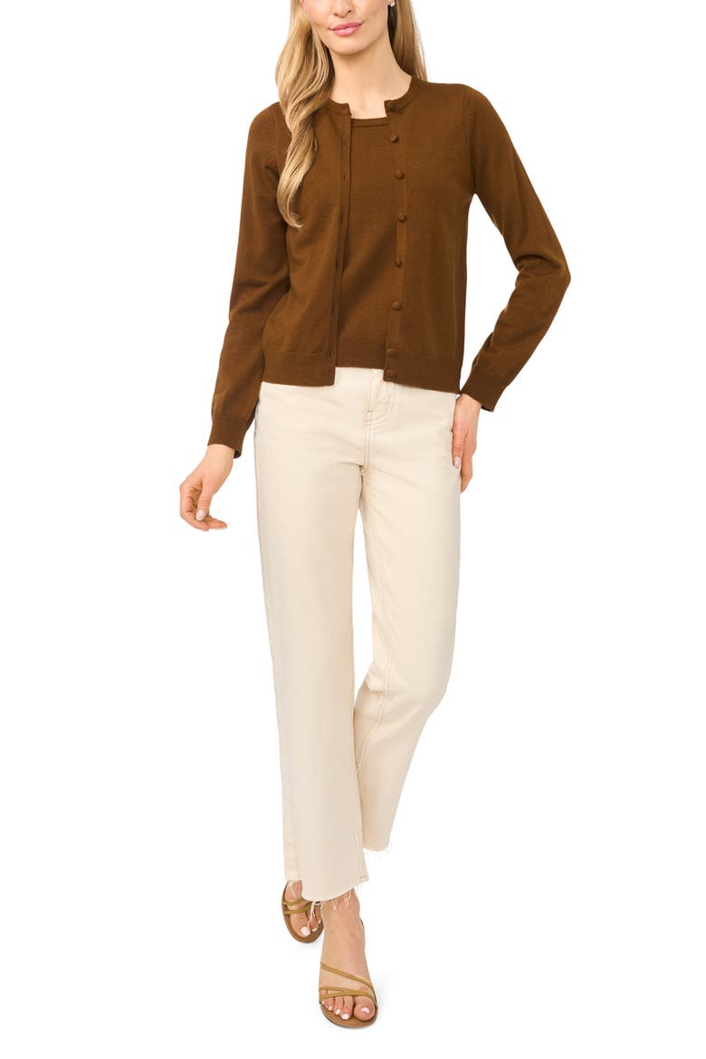 Attached Tank Cardigan Sweater, Alternate, color, FOREST BROWN