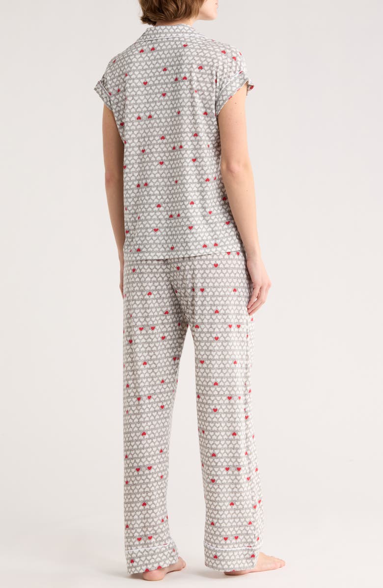 Tommy Hilfiger Piped Jersey Pajamas, Alternate, color, Row Hearts Multi Heather Grey