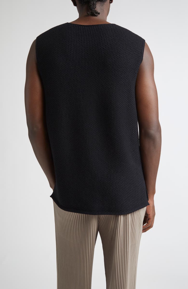 Homme Plissé Issey Miyake Rustic Knit Sweater Vest, Alternate, color, Black