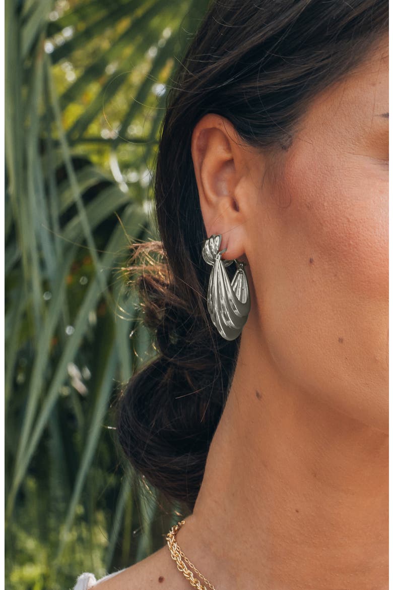 Elodie Hoop Earrings, Alternate, color, SILVER