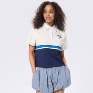 Terez Women's Terez Cream Toronto Blue Jays Cropped Rugby Polo