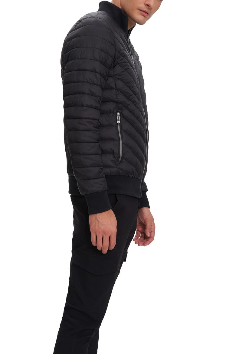 Alec Chevron Quilted Puffer Jacket, Alternate, color, BLACK