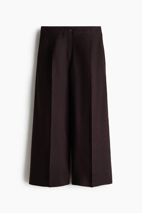 Ankle-length Linen-blend Trousers