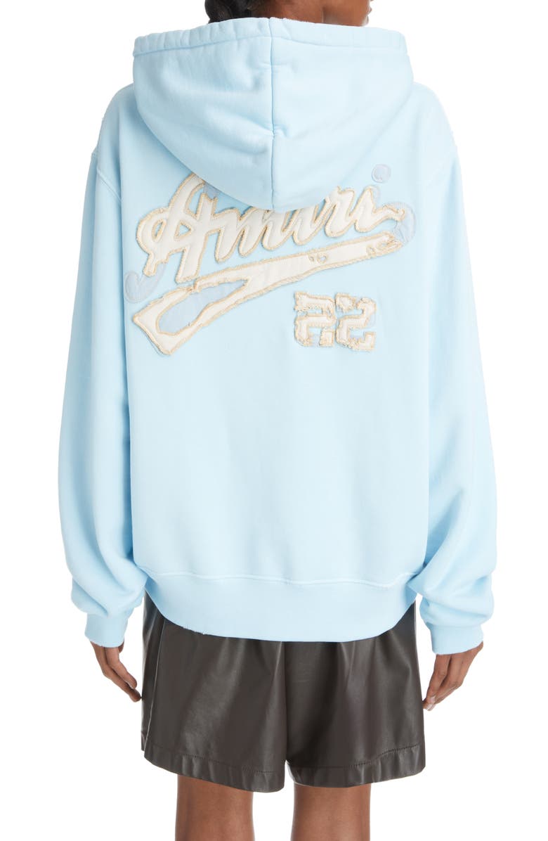 AMIRI 22 Distressed Logo Cotton Jersey Hoodie, Alternate, color,
