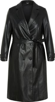 City Chic Briella Faux Leather Trench Coat