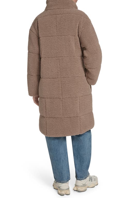 Levi's Quilted Fleece Long Teddy Coat In Brown