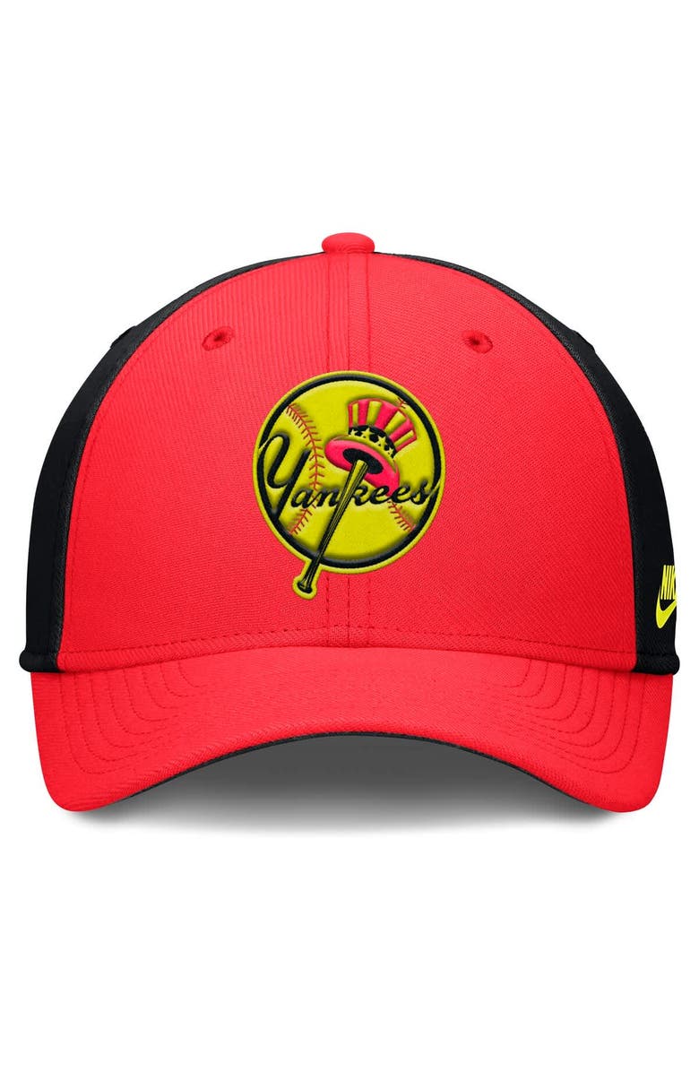 Nike Men's Nike Crimson/Black New York Yankees Neon 90s Rise SwooshFlex Hat, Alternate, color, Crimson