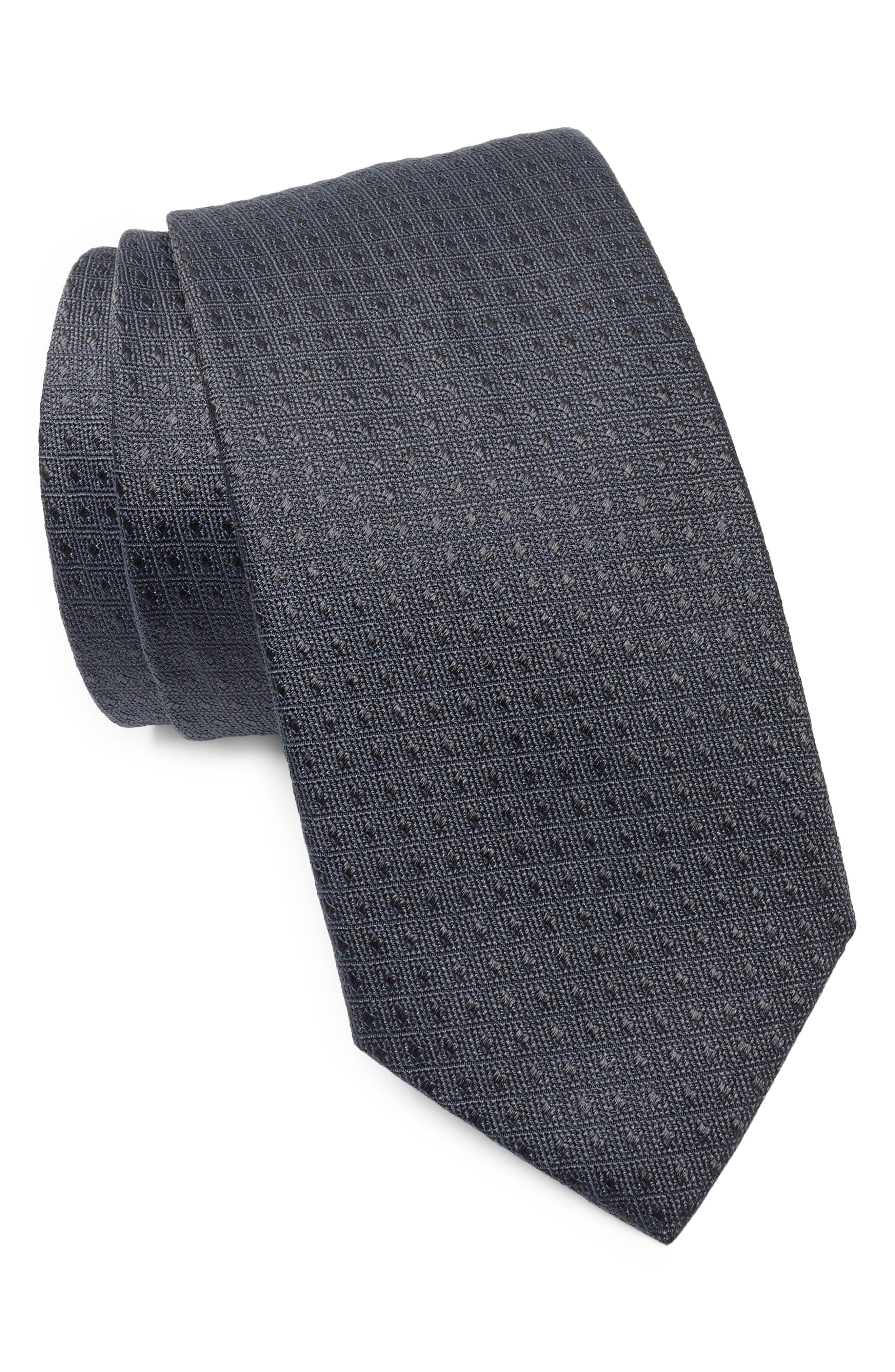 Jack Victor Dot Cotton & Silk Blend Tie In Charcoal