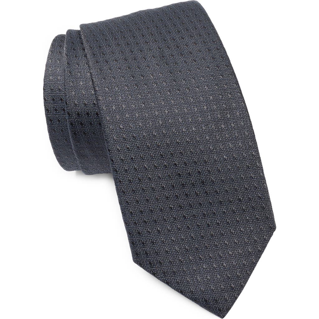 Jack Victor Dot Cotton & Silk Blend Tie In Charcoal