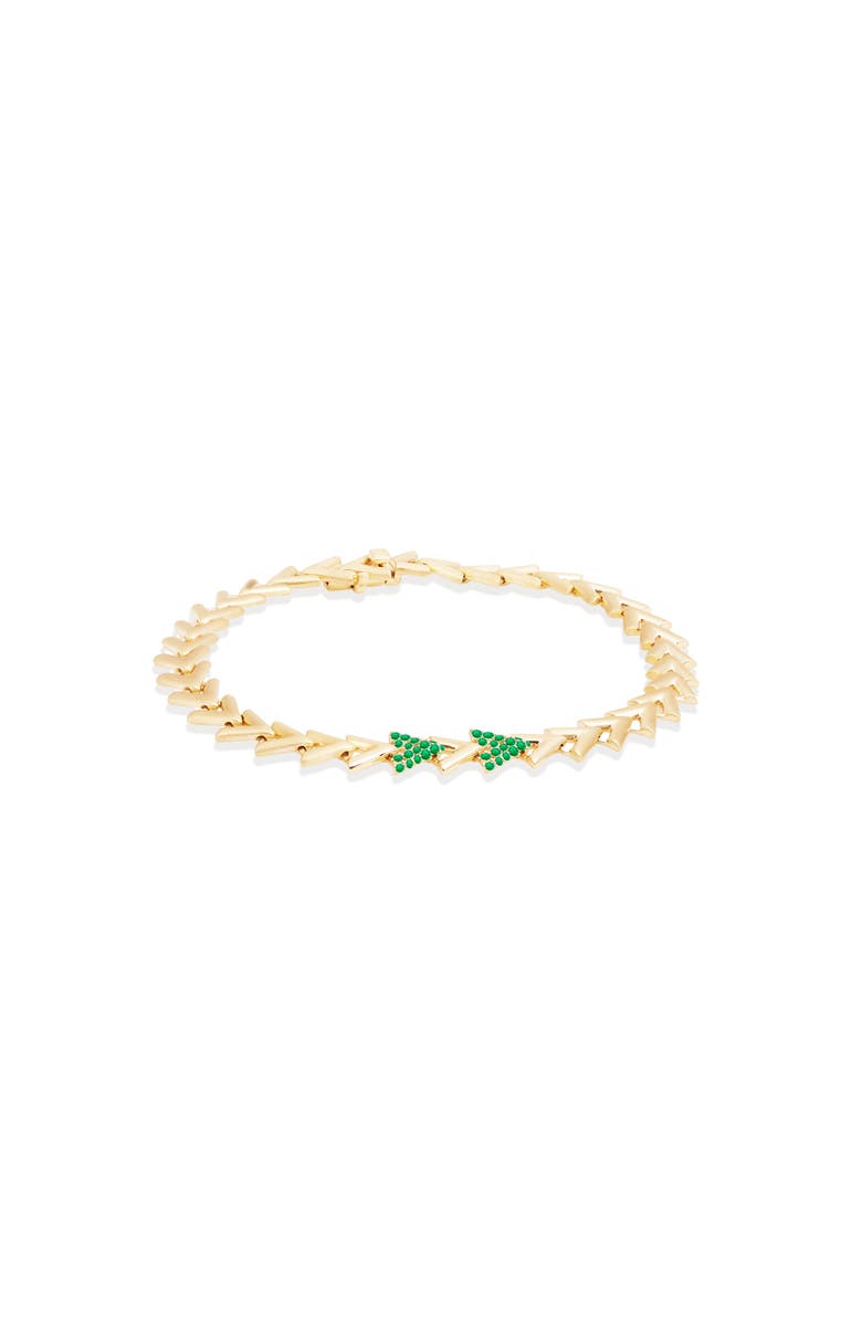 Campbell + Charlotte Spark Chevron Link Bracelet, Main, color, Emerald-Gold
