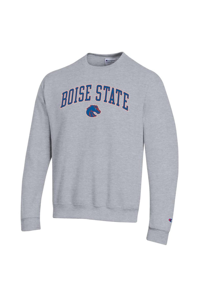 Men's Champion  Heather Gray Boise State Broncos Arch Over Logo Pullover Sweatshirt, Alternate, color, Heather Gray
