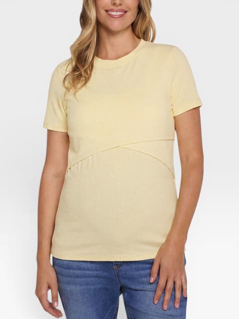 Crew Neck Cross Over Nursing Short Sleeve Top