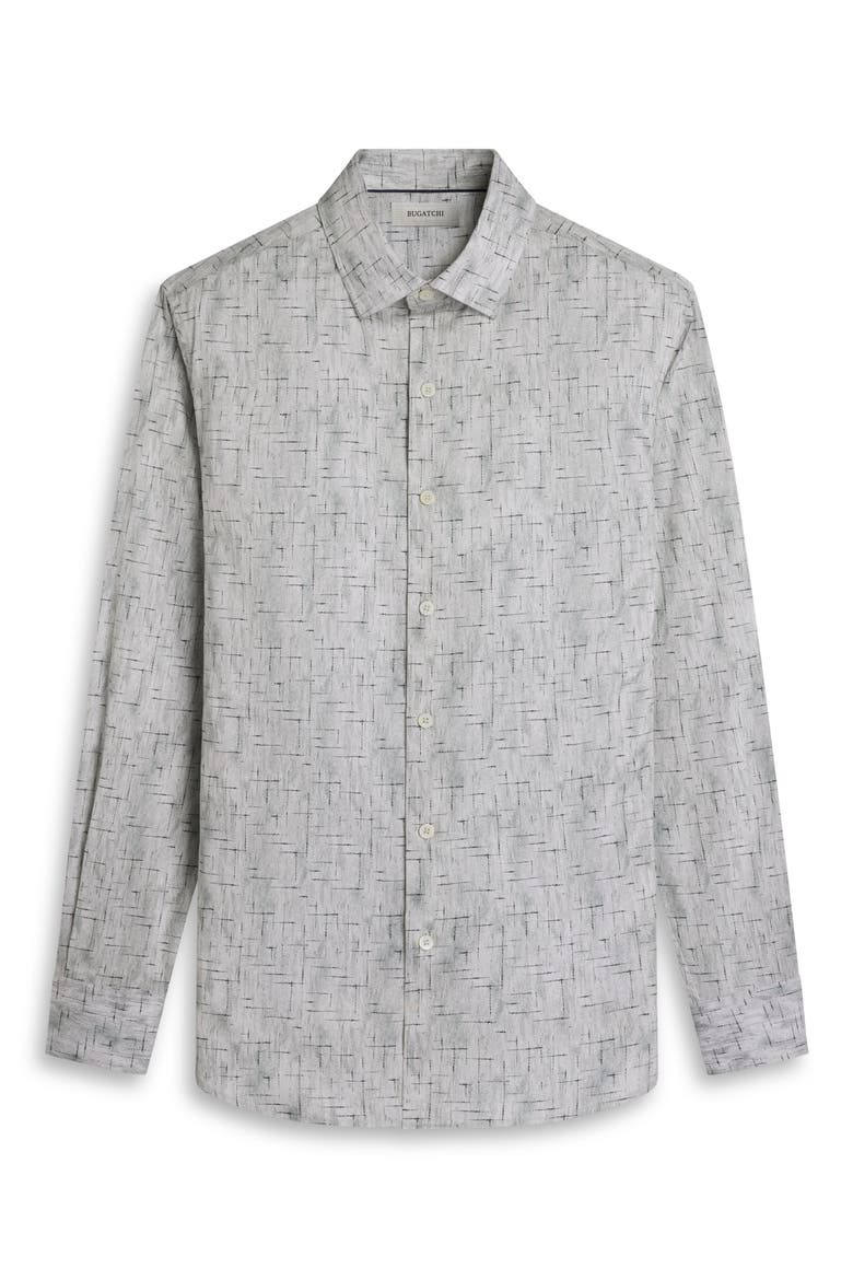 Julian Shaped Fit Abstract Geo Print Stretch Cotton Button-Up Shirt, Alternate, color, SHARK