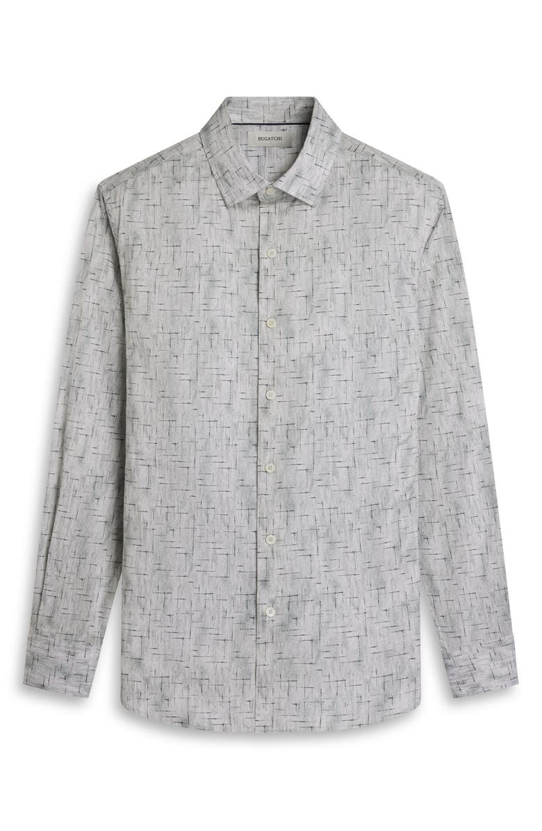 Bugatchi Julian Shaped Fit Abstract Geo Print Stretch Cotton Button-Up Shirt, Alternate, color, Shark