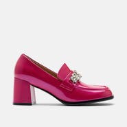 MARC NOLAN Margot Leather Penny Loafer Block Pumps
