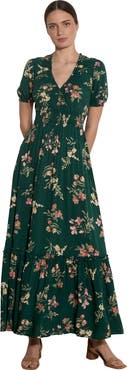 Apricot Watercolour Floral Tiered Maxi Dress