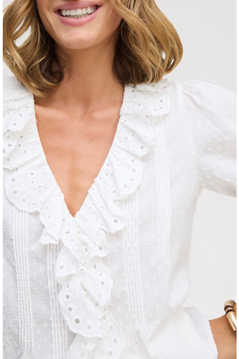 Flounce Ruffle Cotton Top, Alternate, color, BRIGHT WHITE