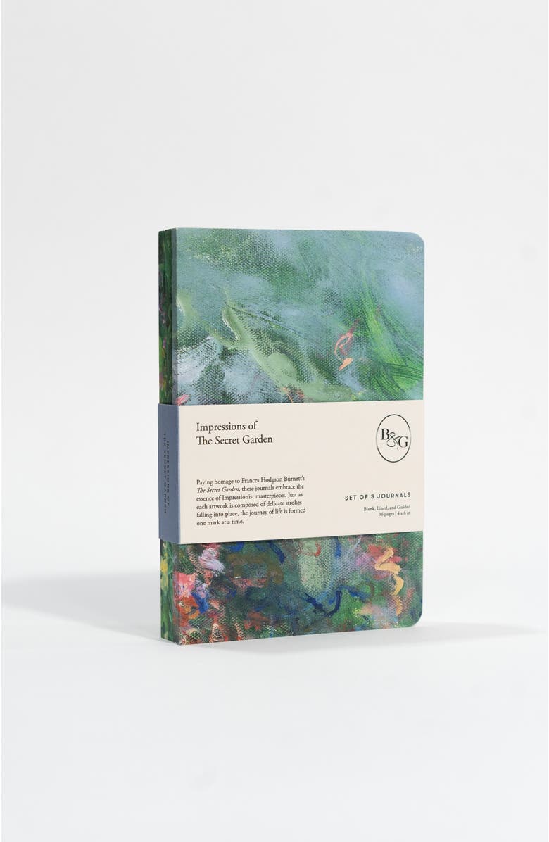 Bond & Grace Set of Three Pocket Journals - Impressions of The Secret Garden, Alternate, color, Green