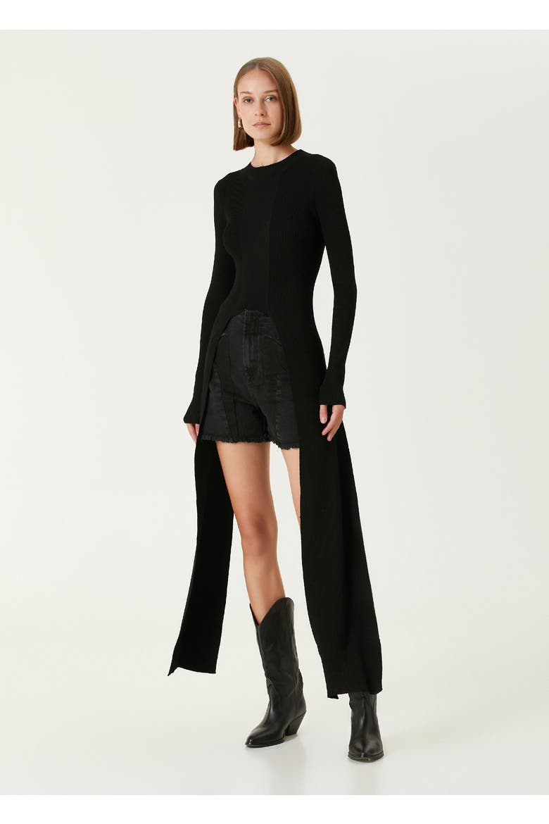 Tailed Knit Top, Alternate, color, black