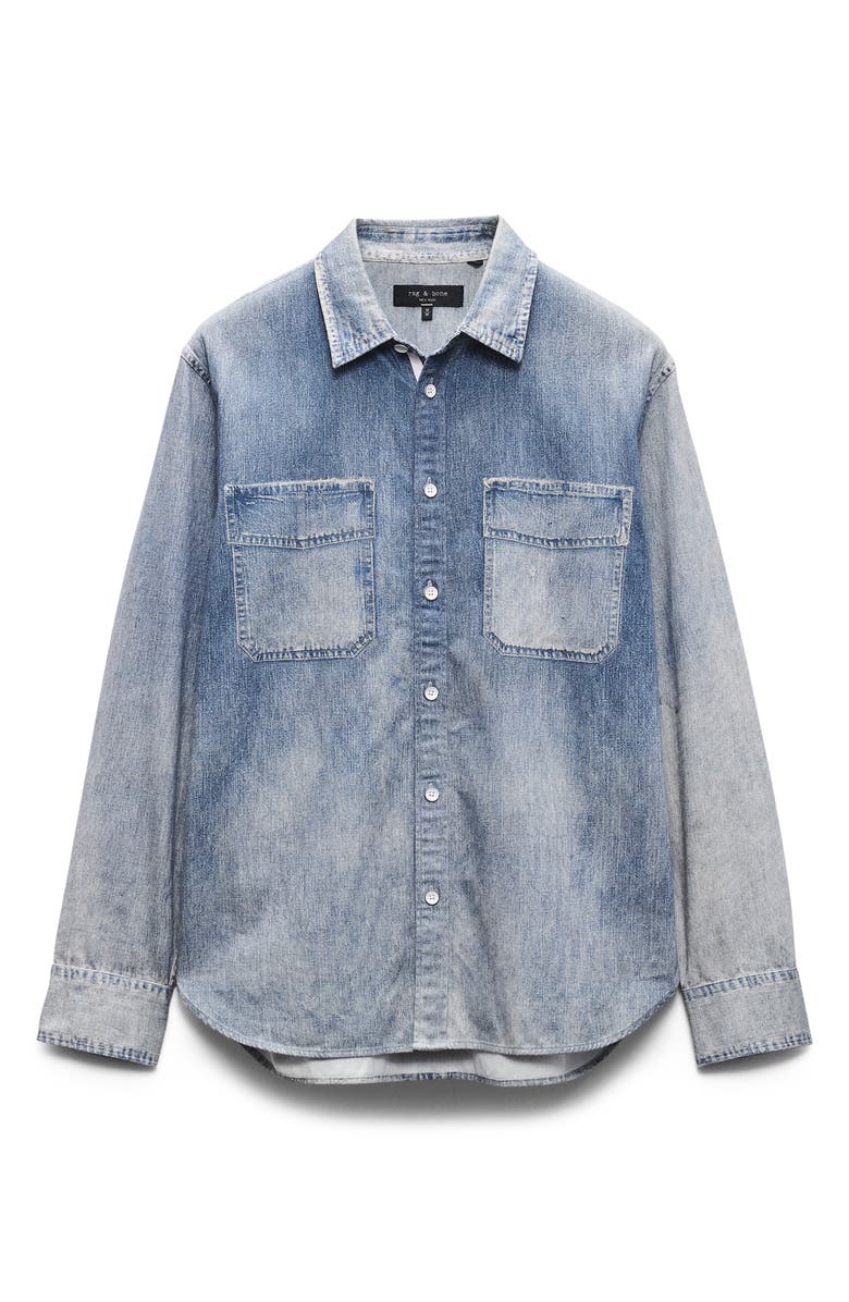 rag & bone Miramar CPO Faux Denim Cotton Terry Button-Up Shirt, Alternate, color, Patina