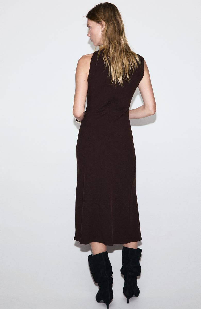 MANGO Asymmetric Neck Dress, Alternate, color, Brown